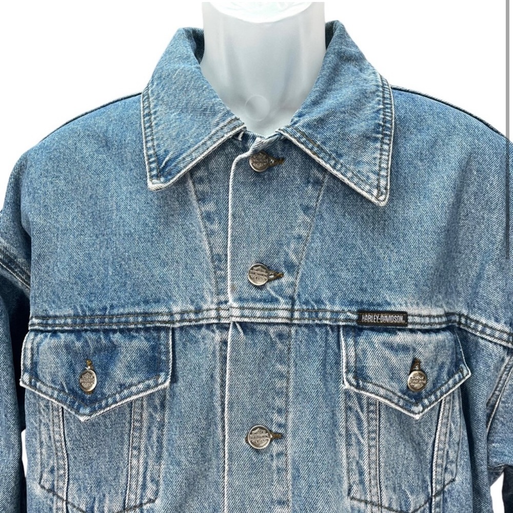 XL Harley Davidson Denim Jacket with patch on back - Picture 2 of 6